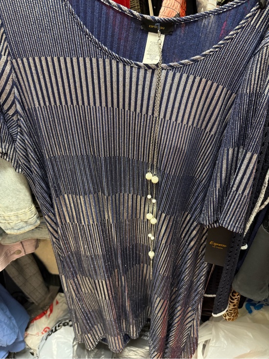 Espresso Tops - Espresso Navy and Cream Striped Tunic Top